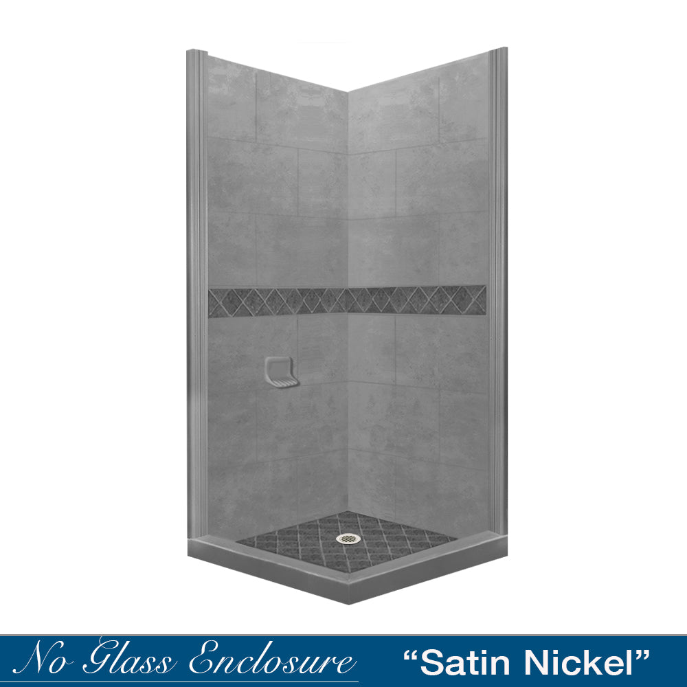 Corner Wet Cement Sistine Stone & Diamond Stone Accent - DIY Shower Remodel Kit for Bathroom Renovation | Waterproof Tile Trim for Shower Walls, Floors, and Bathtub Surrounds