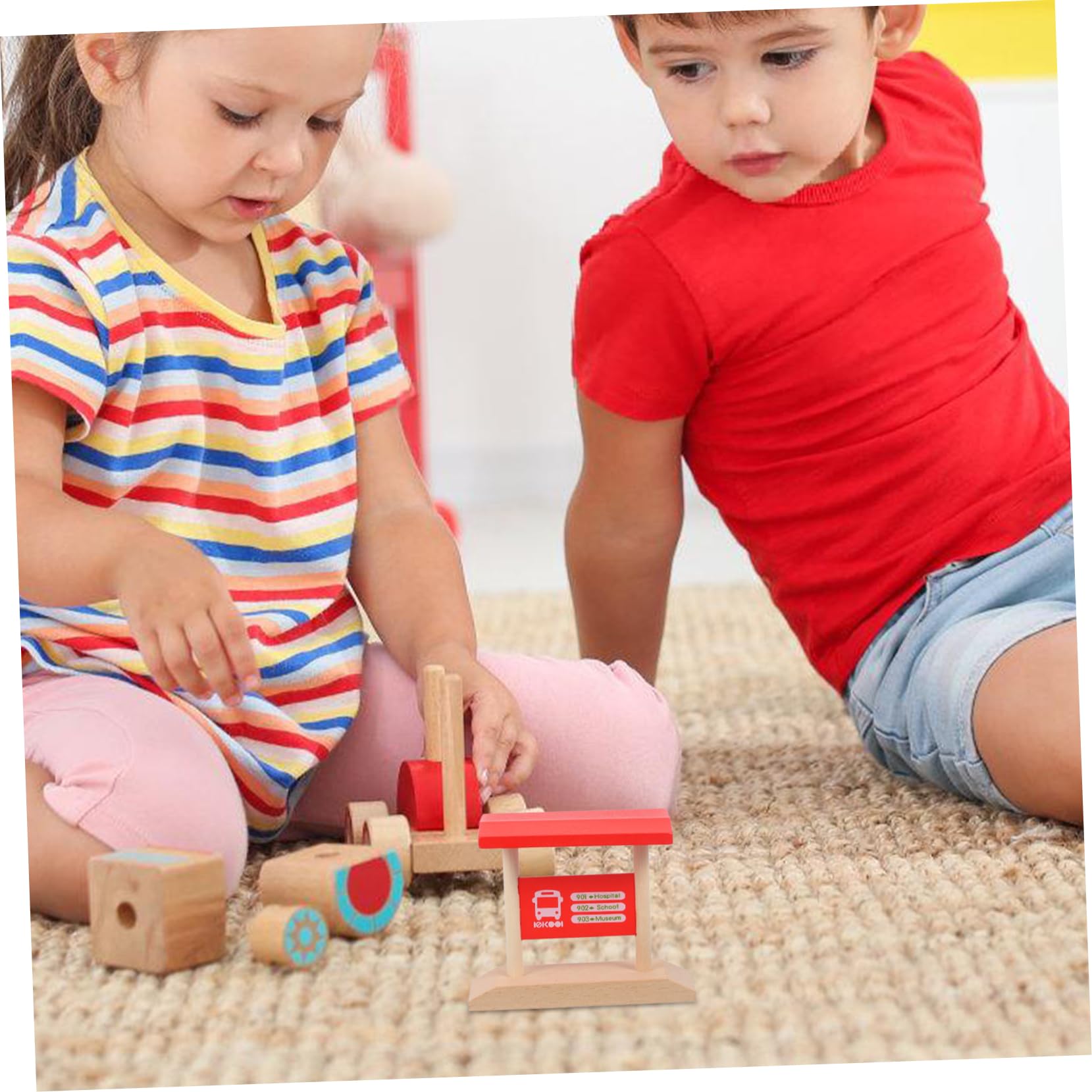Abaodam 4-Piece Railway Track Accessories Set - Kids Train Station Platform Toy with Simulation Scenes | Perfect for Pretend Play, Model Train Layouts & Educational STEM Activities