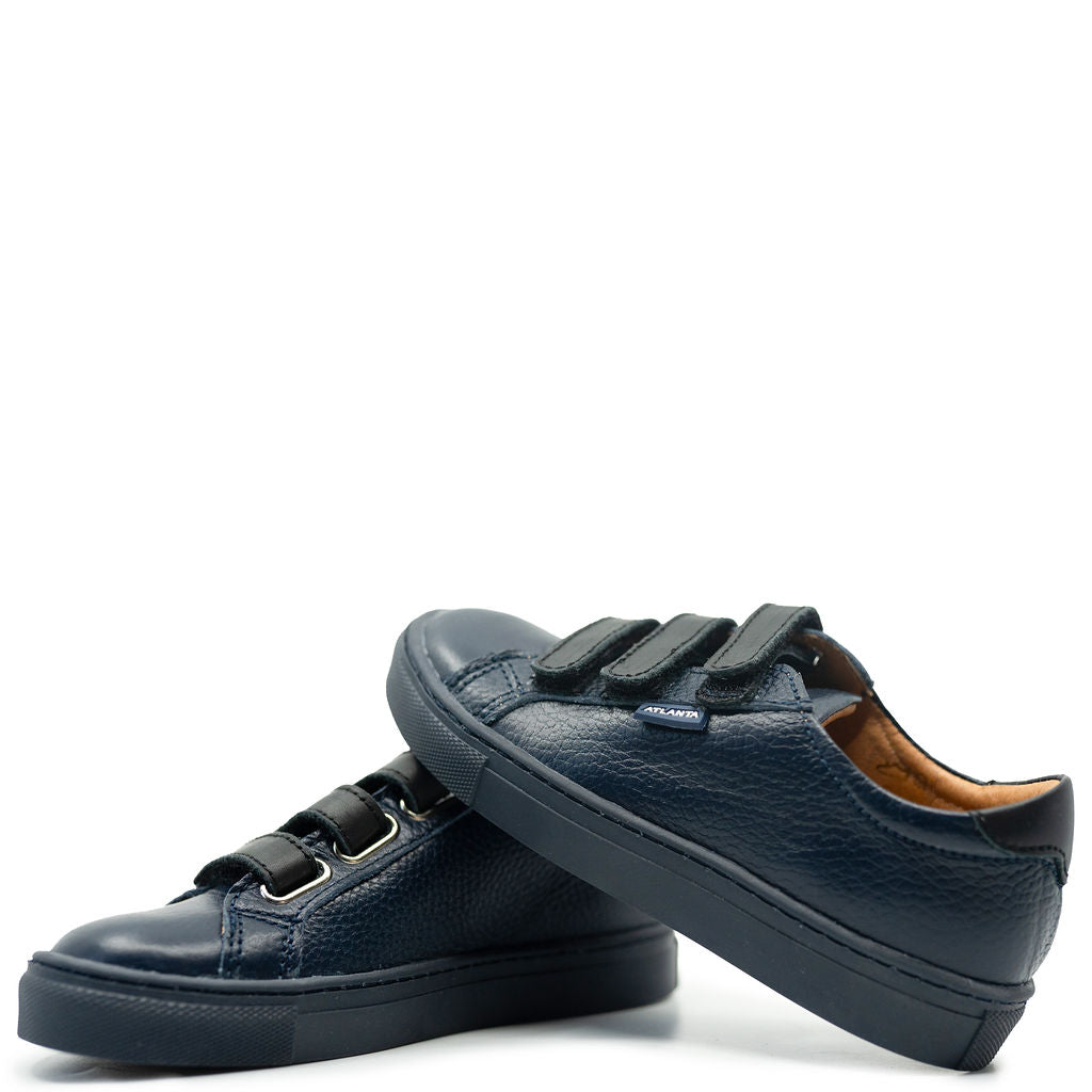 Atlanta Moccasin Slip-On Sneakers for Men - Navy & Black Velcro Closure Comfort Shoes for Casual Wear, Walking & Travel