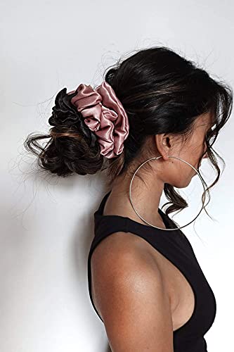 FAMEZA 6-Piece Satin Silk Scrunchies for Women - Soft No-Slip Hair Ties, Ponytail Holders Gentle on Hair (Perfect for Workouts, Office & Everyday Use)