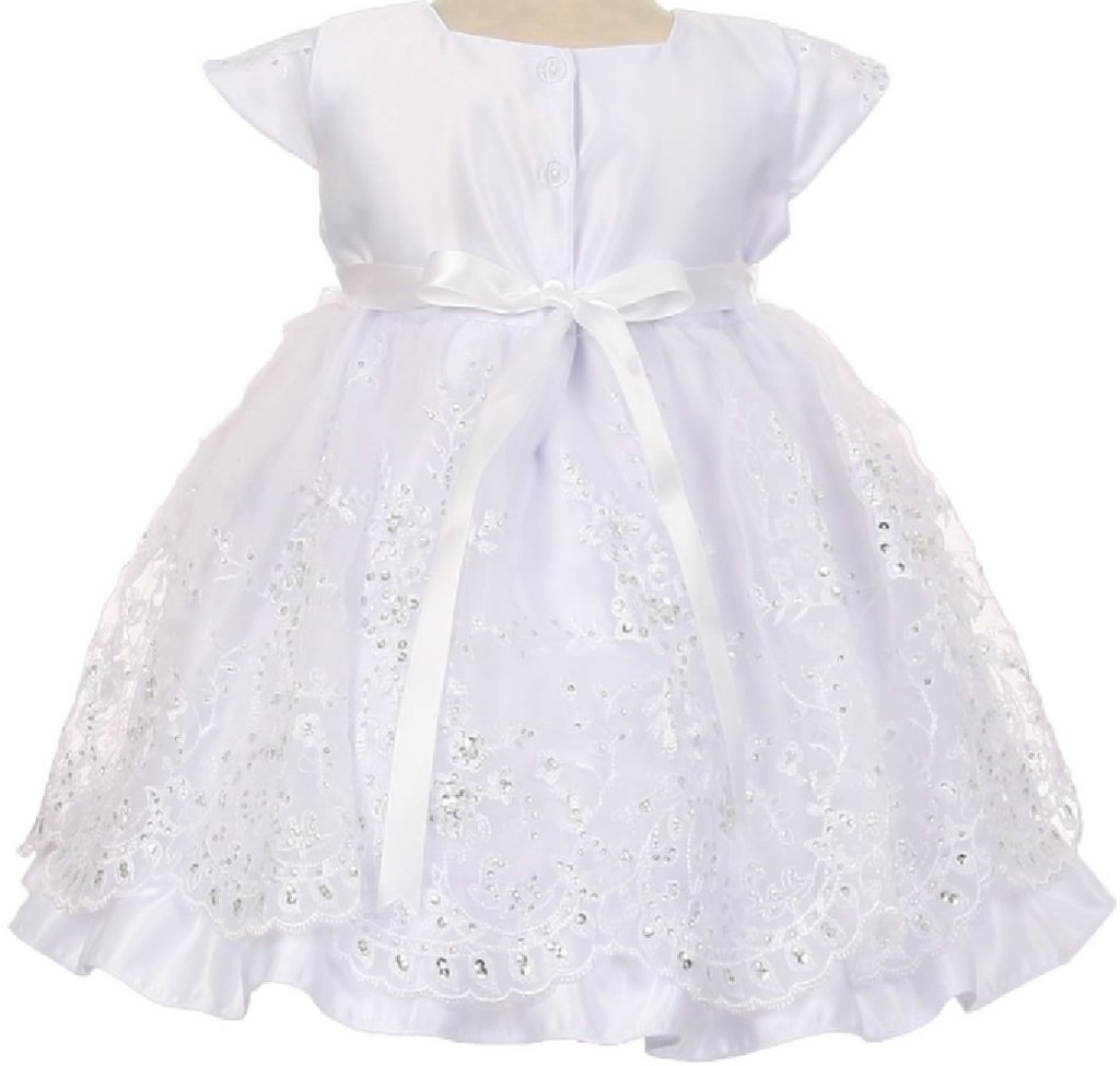 BluNight Collection Baby Girls Christening Dress with Virgin Mary Embroidery - Baptism Cape Bonnet Outfit for Newborns & Infants - Perfect for Christenings, Baptisms, and Special Occasions