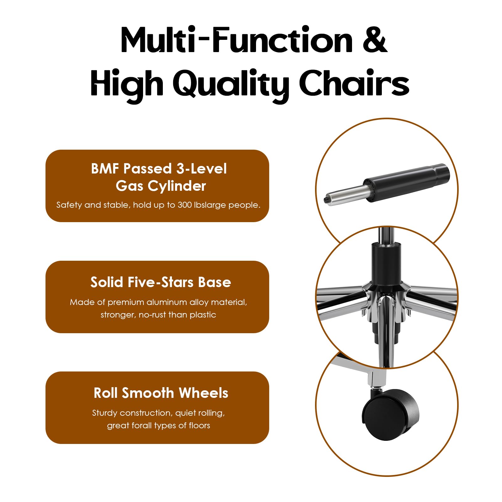 Farini Ergonomic Home Office Chair - Adjustable Mesh Desk Chair with Lumbar Support & Armrests - Comfortable Computer Chair for Work, Study, Gaming - Perfect for Small Spaces & Long Hours (Beige)