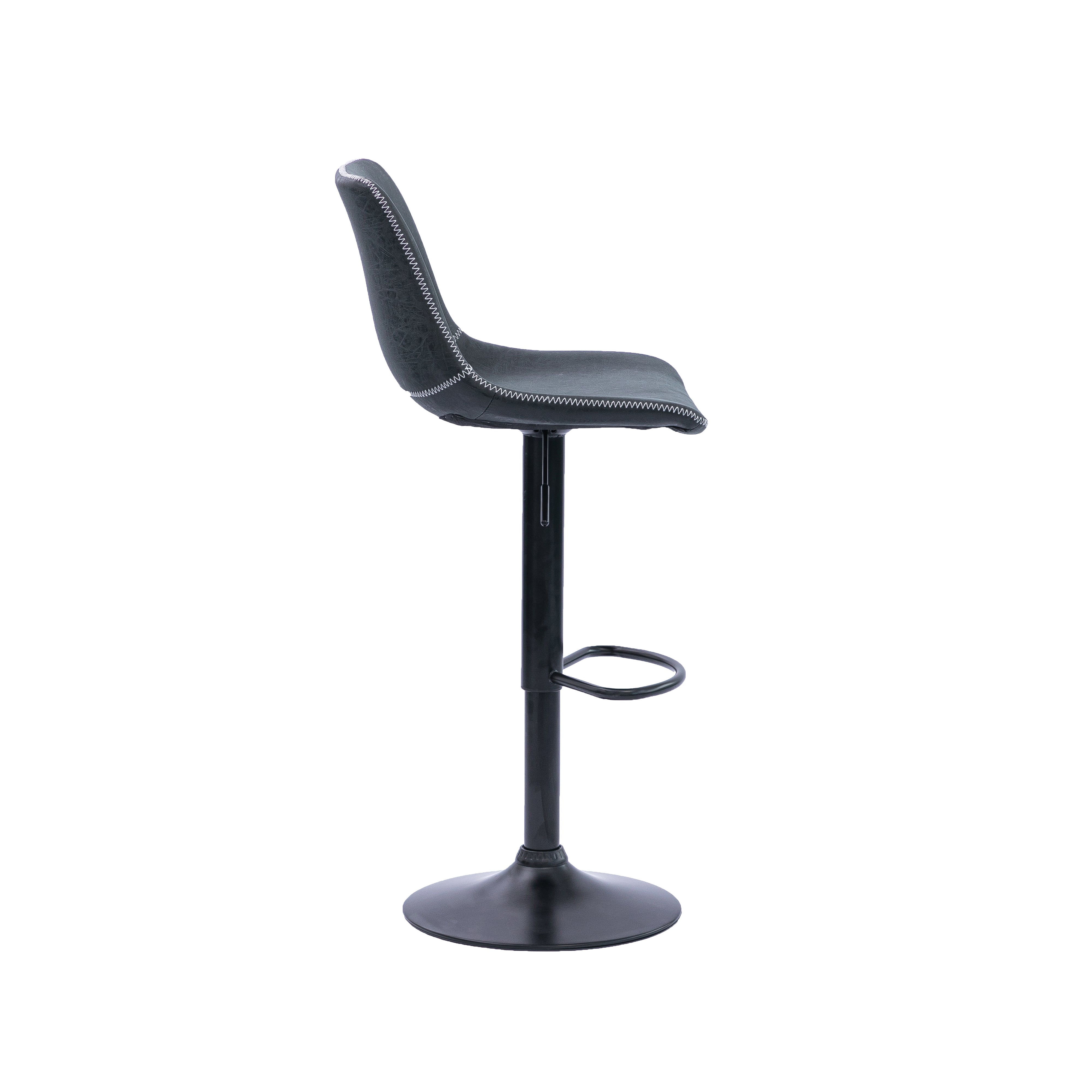 Urban Style Gary Bar Stools - Set of 2 Black PU Seat Gas Lift Height Adjustable Metal Barstools for Kitchen Island, Home Bar & Breakfast Nook