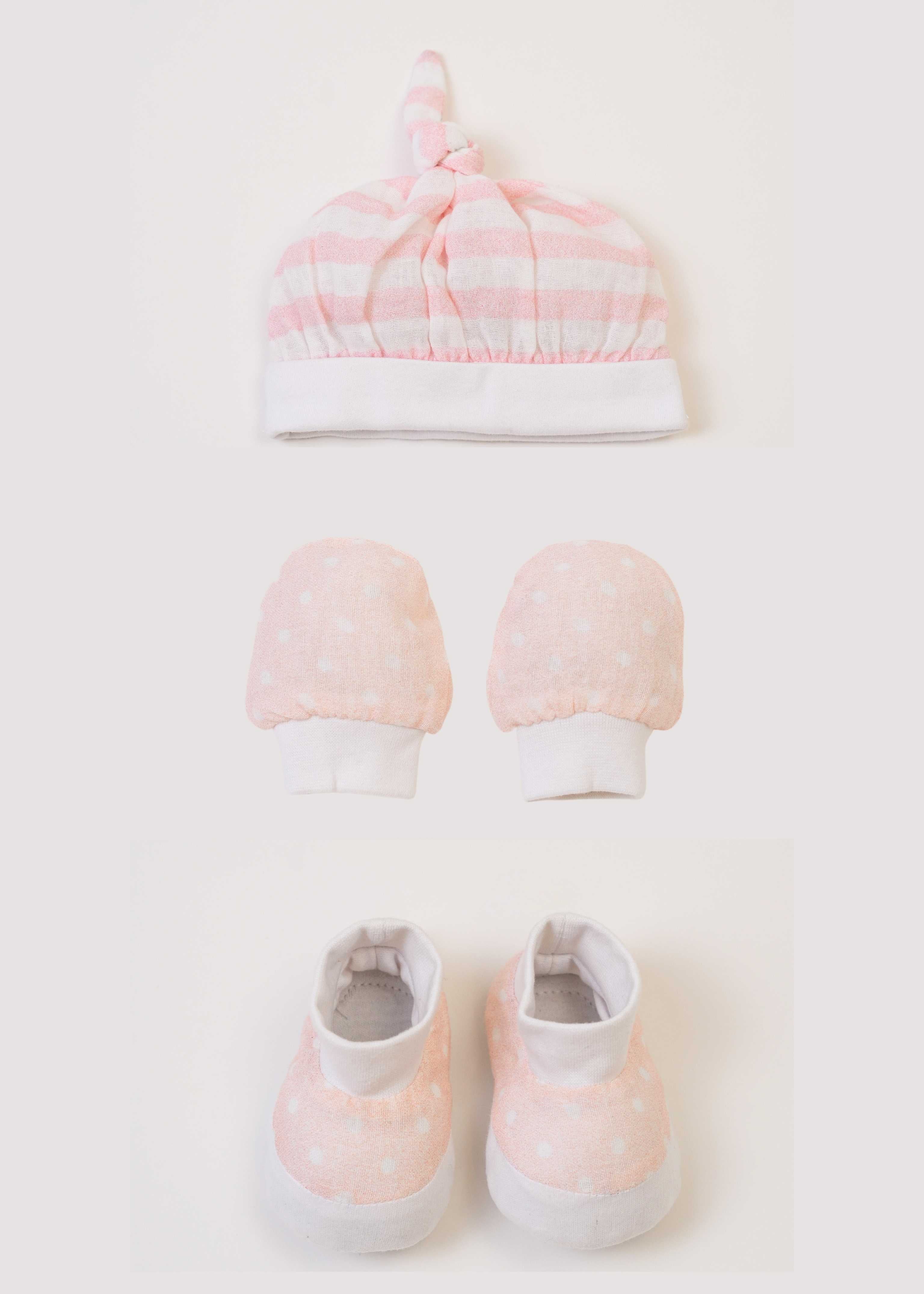 Adorable Pink Baby Cap, Mittens & Booties Set - Soft & Warm Winter Newborn Accessories for Girls & Boys - Perfect for Photoshoots, Gifts & Outdoor Adventures