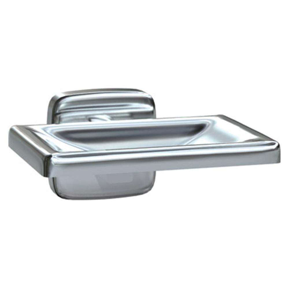 Stainless Steel Soap Dish with Drain Hole - ASI 7320 Surface Mounted for Bathroom, Kitchen, or Shower Organizing