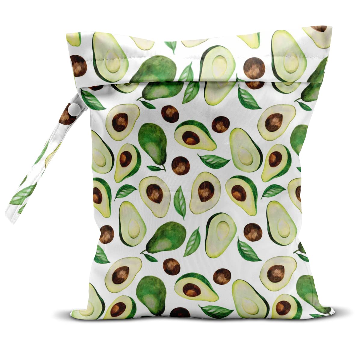 Waterproof Reusable Wet Dry Bag for Swimsuits, Beach, Pool, Gym & Travel - Ideal for Diapers, Yoga Clothes, Toiletries & Snacks - Peach/Avocado/Lemon Print Design - Perfect for Swimming, Fitness & Outdoor Activities