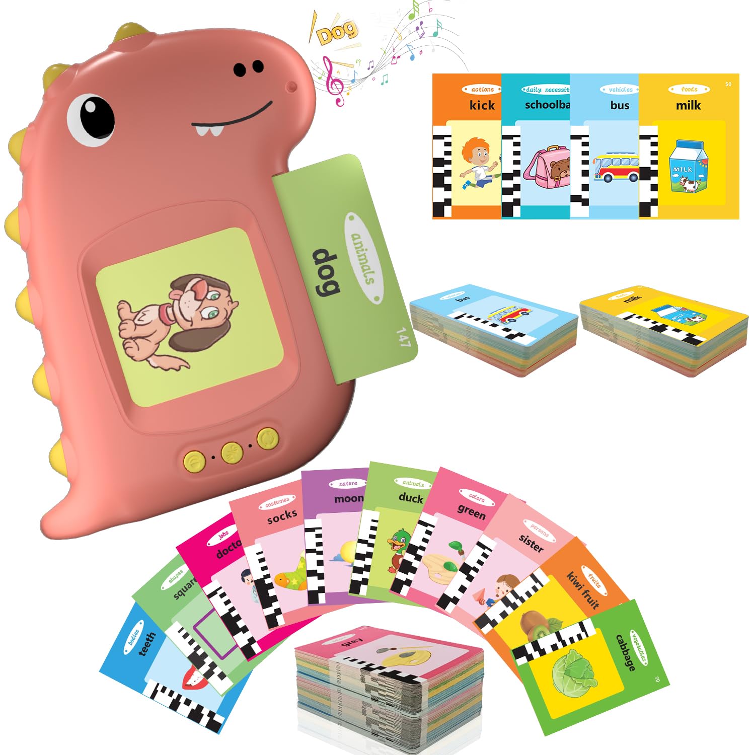 224 Sight Words Talking Flash Cards - English Learning Educational Toys for Toddlers Age 1-6 | Interactive Speech Therapy & Preschool Learning Games for Boys & Girls (Pink) | Perfect for Homeschooling, Classroom & Early Childhood Development
