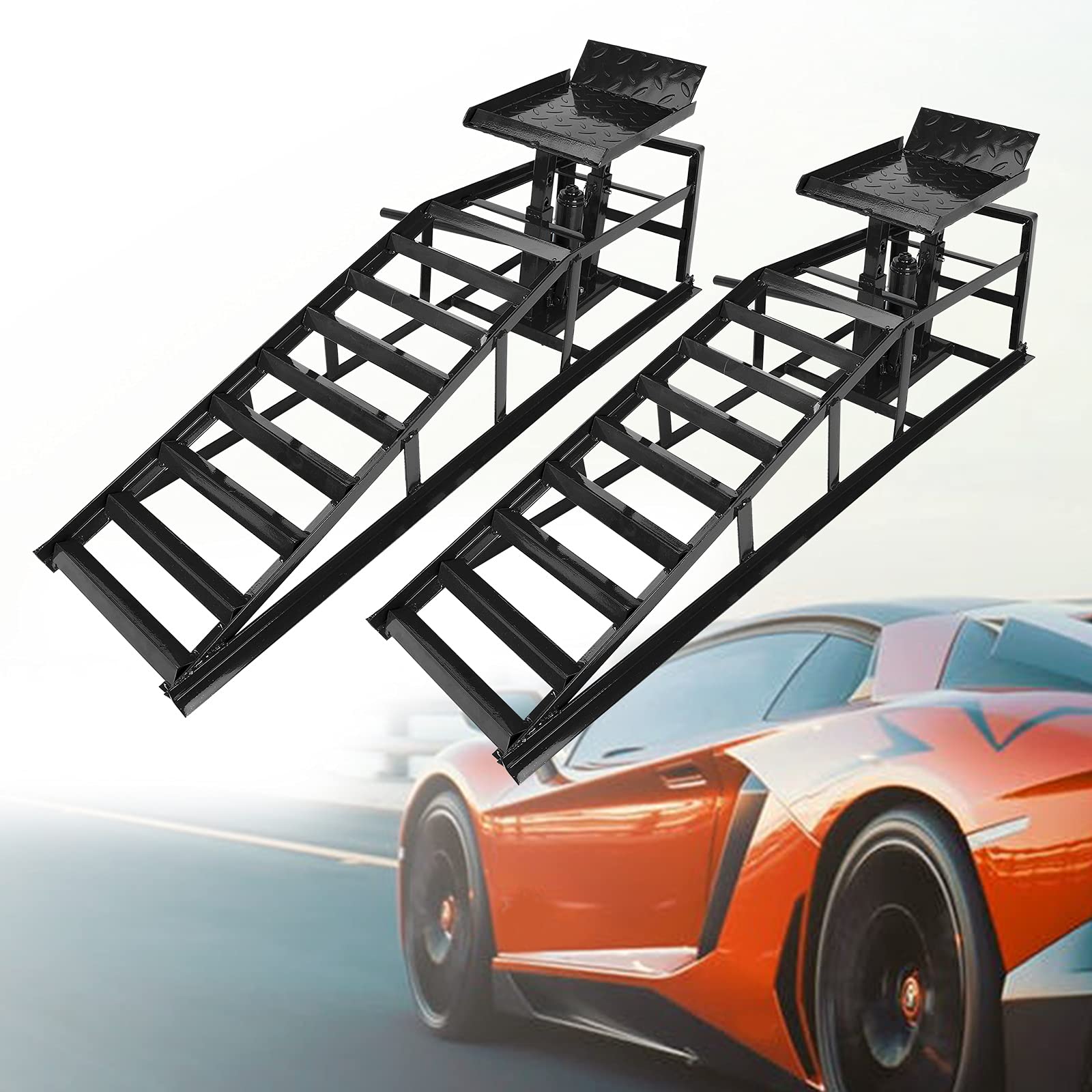 Heavy Duty Hydraulic Car Ramp 10000lbs (2-Pack) - for Auto & Truck Lifting