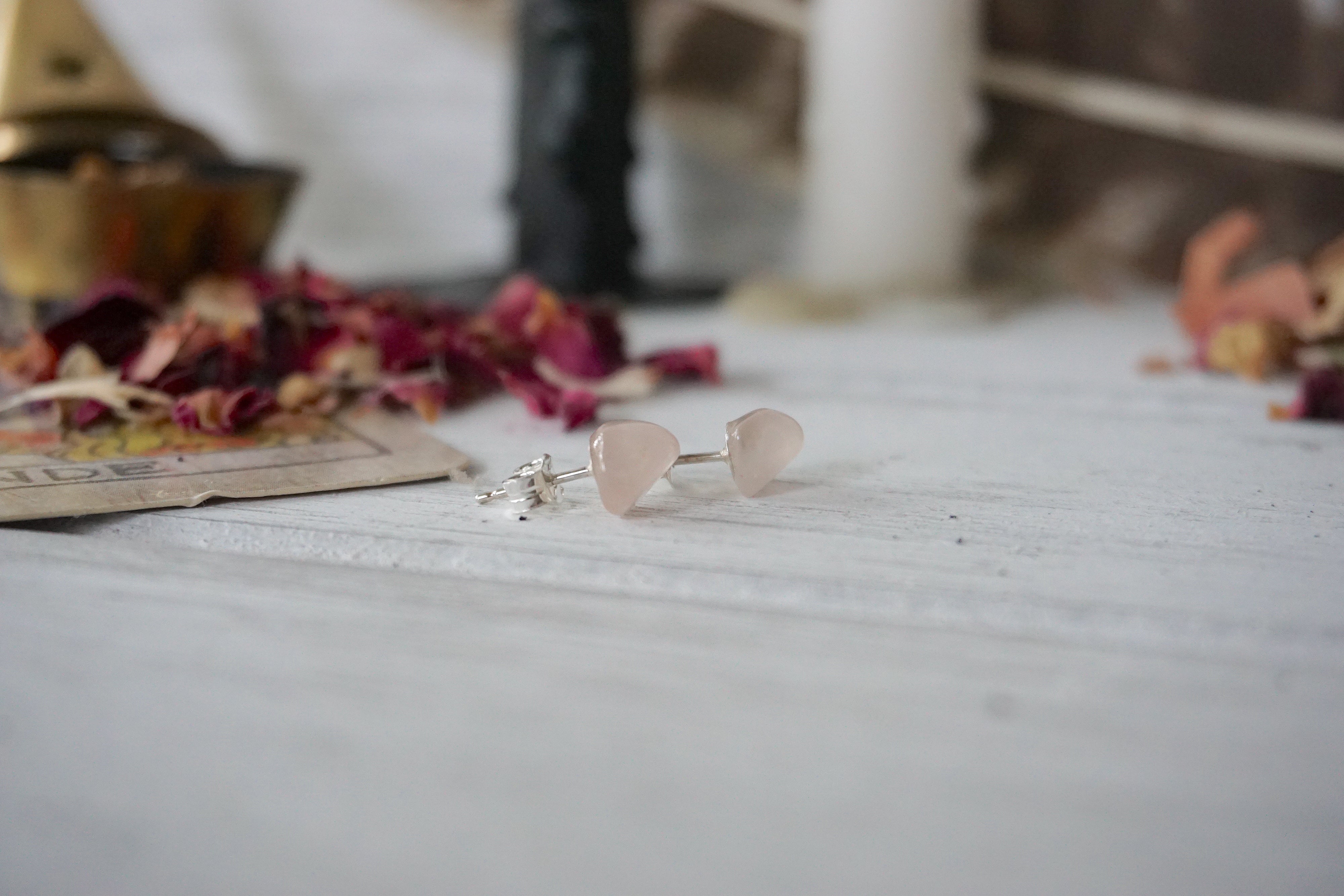 Rose Quartz Crystal Stud Earrings for Women – AURA STUD EARRINGS COLLECTION – Healing Stone Jewelry for Everyday Wear & Special Occasions