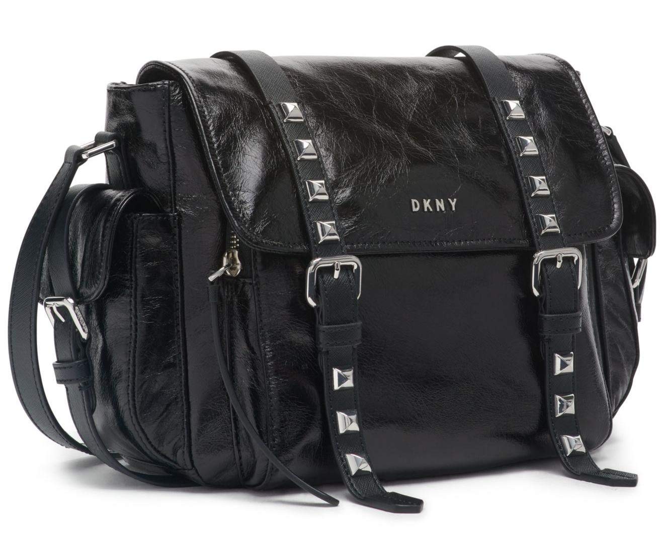 DKNY Naomi Messenger Crossbody Bag for Women - Stylish Black Leather Shoulder Bag, Perfect for Work, Travel & Everyday Use