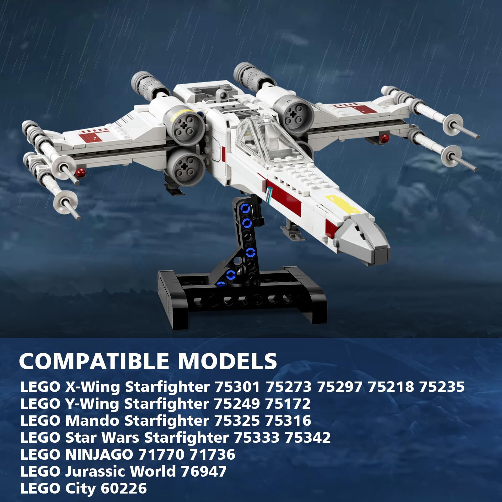 Lego Star Wars Display Stand for Mando N-1 Fighter 75325, X-Wing 75301 & Jedi Starfighter 75333 - 52-Piece Building Kit for Kids - Perfect for Showcasing Collections & Room Decor