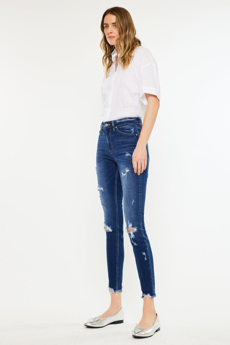 Samantha High Rise Ankle Skinny Jeans for Women - Stretchy Denim Pants, Slim Fit, Comfortable & Trendy - Perfect for Casual Outfits, Date Nights & Office Wear