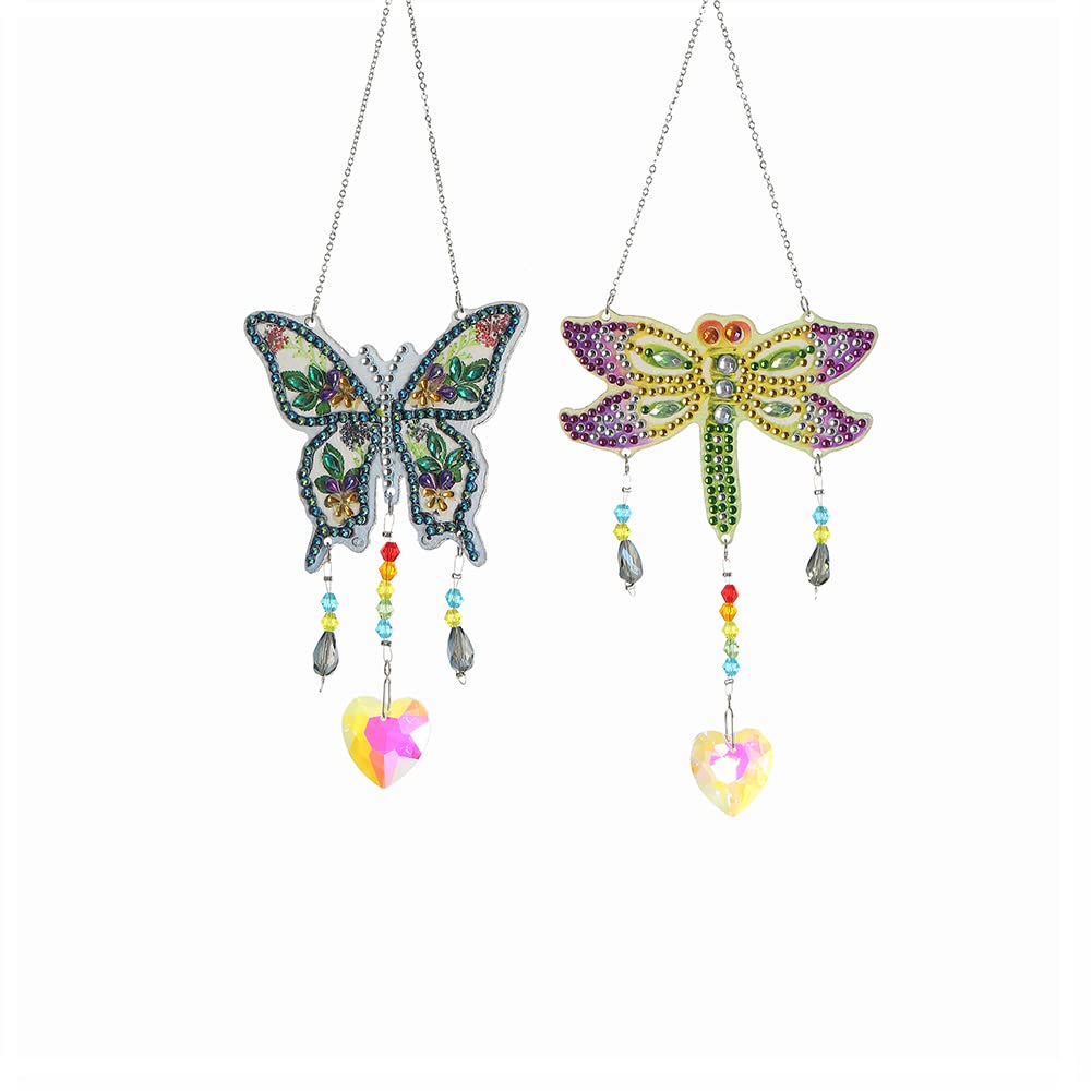 AIZHIYI 2-Piece Diamond Painting Butterfly Suncatcher Kit - Double Sided Crystal Gem Paint by Numbers for Home & Garden Decor - DIY Hanging Ornament for Adults & Kids (Perfect for Windows, Gifts & Craft Projects)