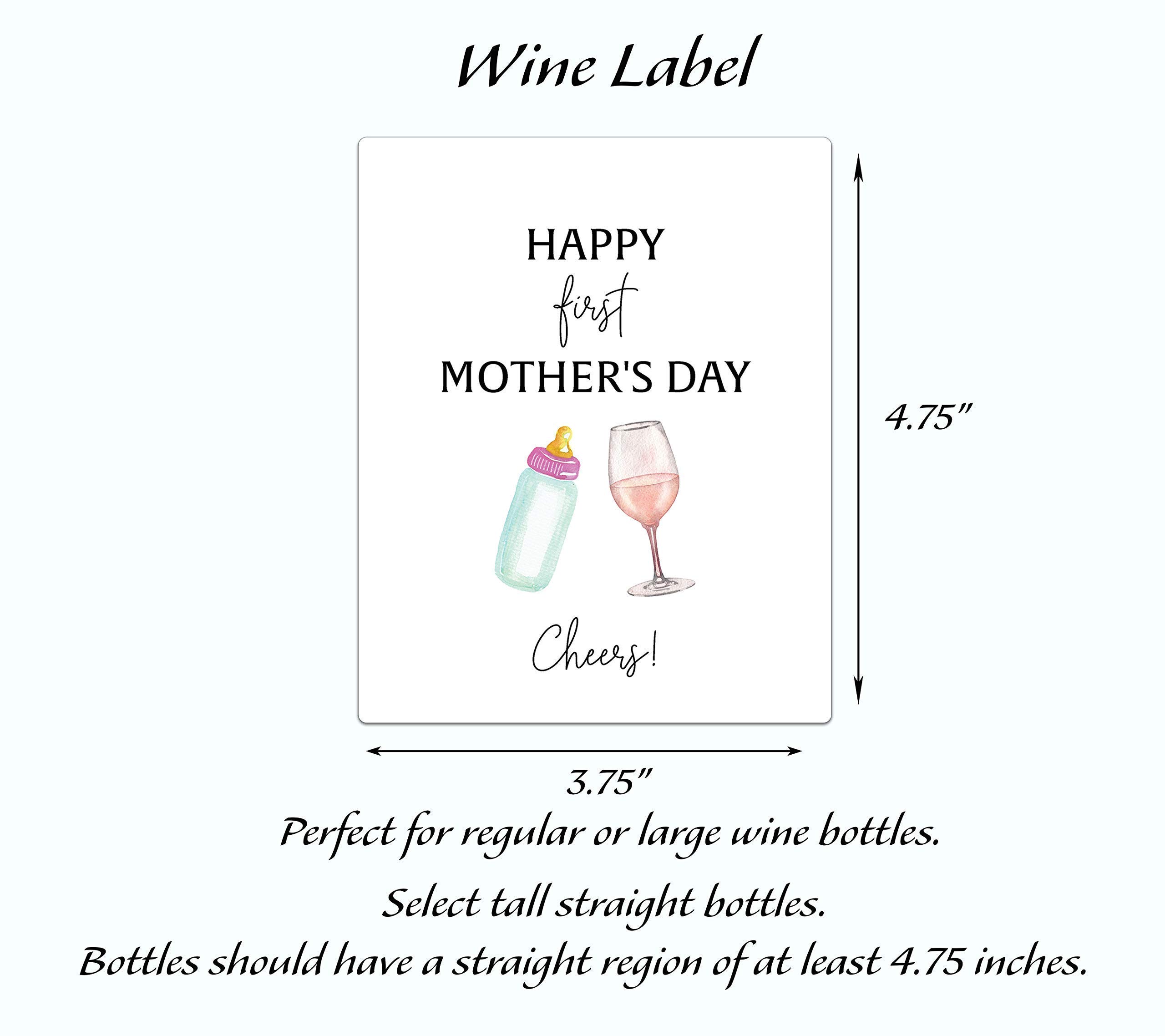 Personalized First Mother's Day Wine Bottle Labels - Funny & Cute Custom Wine Glass & Baby Bottle Stickers - Unique Waterproof Gift for Mom from Baby or Dad - Perfect for Celebrations, Baby Showers & Special Moments (A201-MD1)