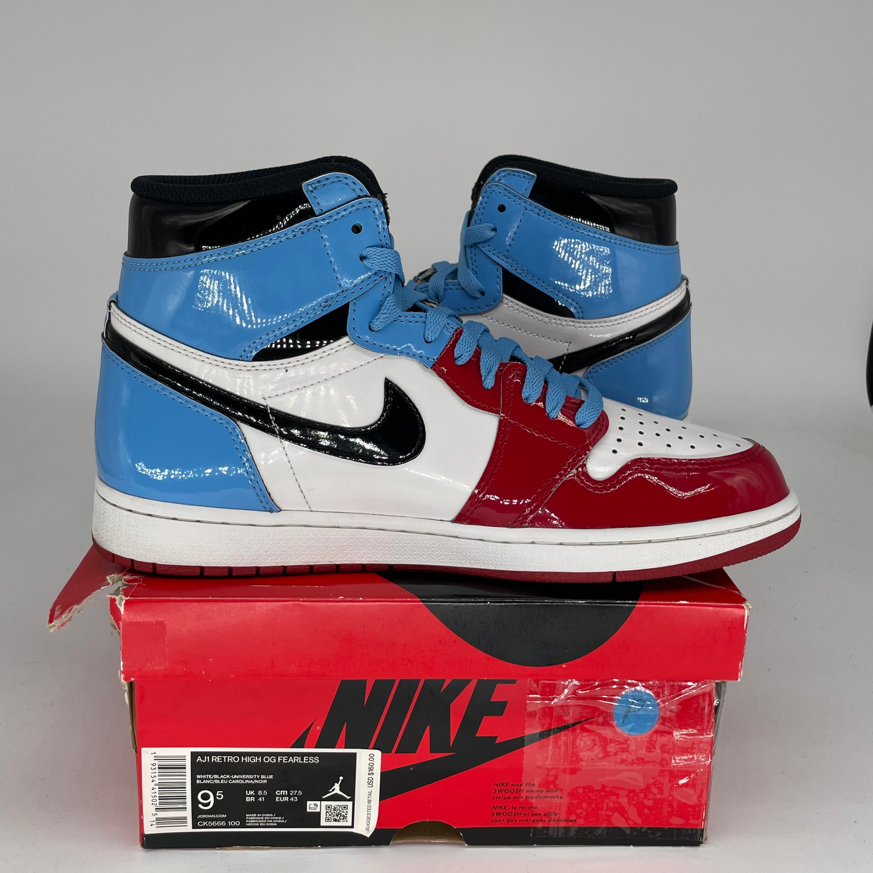 AIR JORDAN 1 FEARLESS UNC CHICAGO Men's Basketball Shoes - Size 9.5 (CK5666-100) - Authentic Retro Sneakers for Streetwear & Sports Fashion