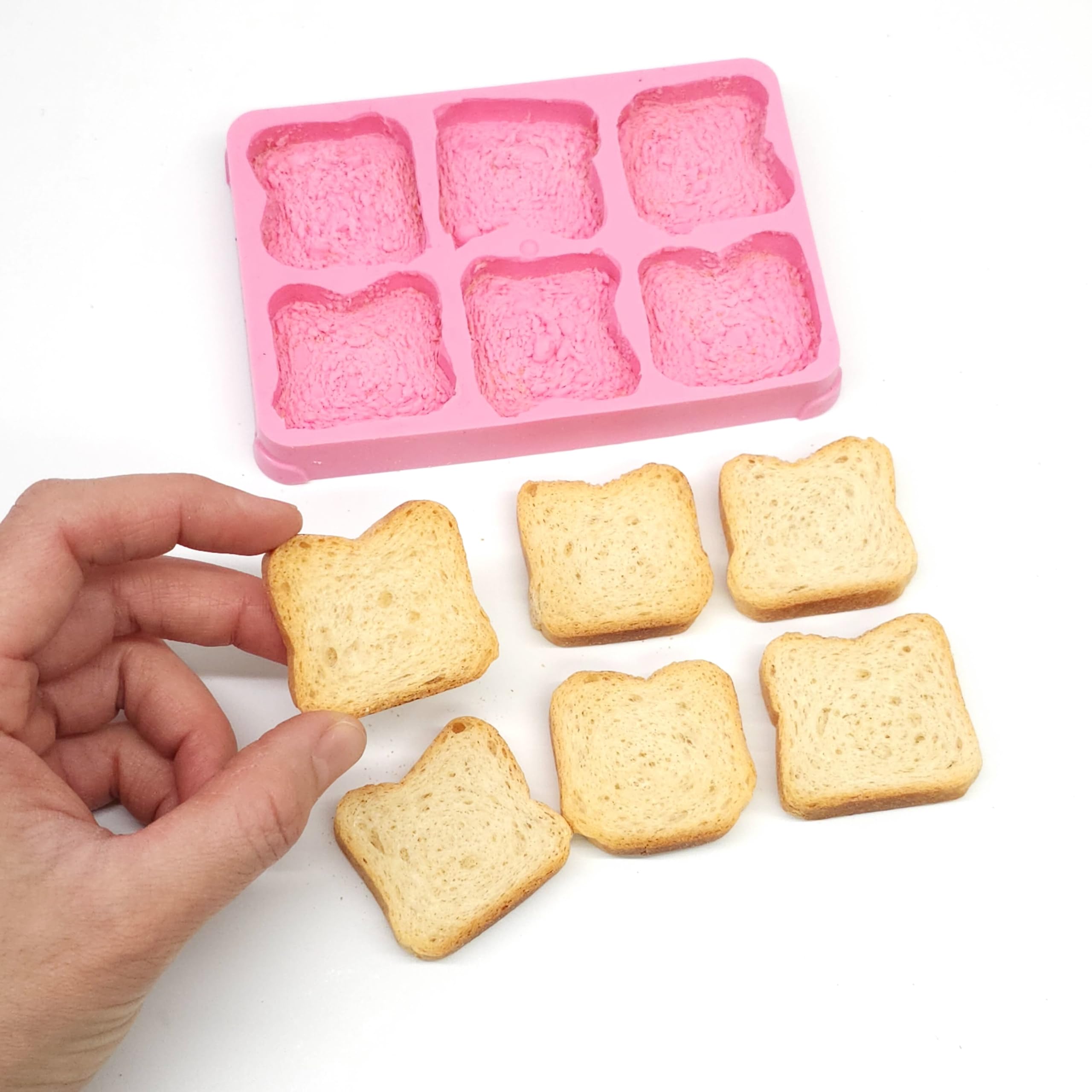 6 Cavity Bread Toast Miniature Cookie Pastry Mold for Wax Melts, Soap & Candle Making - Perfect for DIY Crafts, Home Decor & Gift Making (NS003)