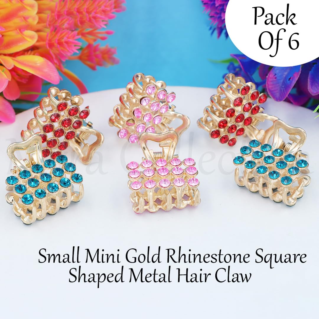 Myra Collection 6-Piece Pearl Hair Claw Set - Elegant Rectangle Hair Clips for Women & Girls | Hair Accessories & Jewelry for Weddings, Parties & Everyday Wear