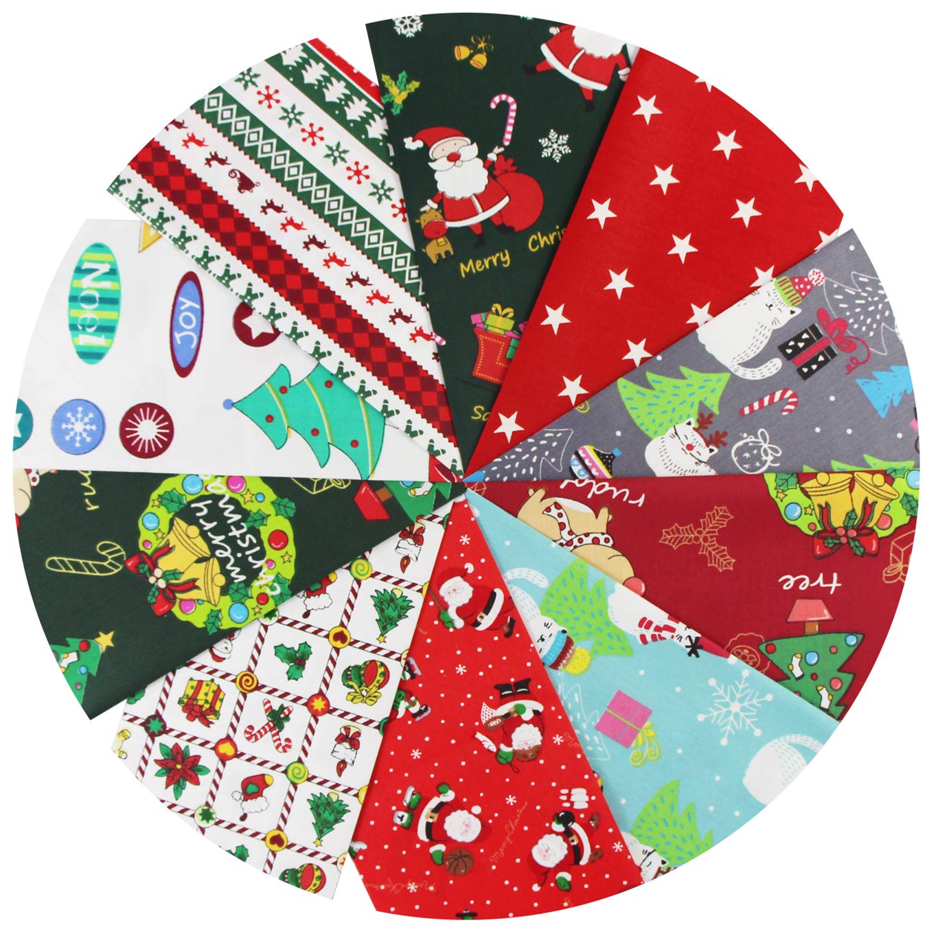 10pcs Christmas Cotton Fabric Bundles - 50x80cm Fat Quarters for DIY Sewing, Quilting, Patchwork - Holiday Home Decor, Pillows, Bags & Pennant Crafts (U-01) - Perfect for Christmas Gifts & Seasonal DIY Projects