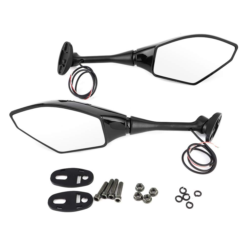 Qiilu LED Motorcycle Rearview Mirrors with Turn Signal Lights - Universal Fit for Honda CBR600RR, CBR1000RR, CBR500R - Enhanced Safety for Night Riding & Urban Commuting
