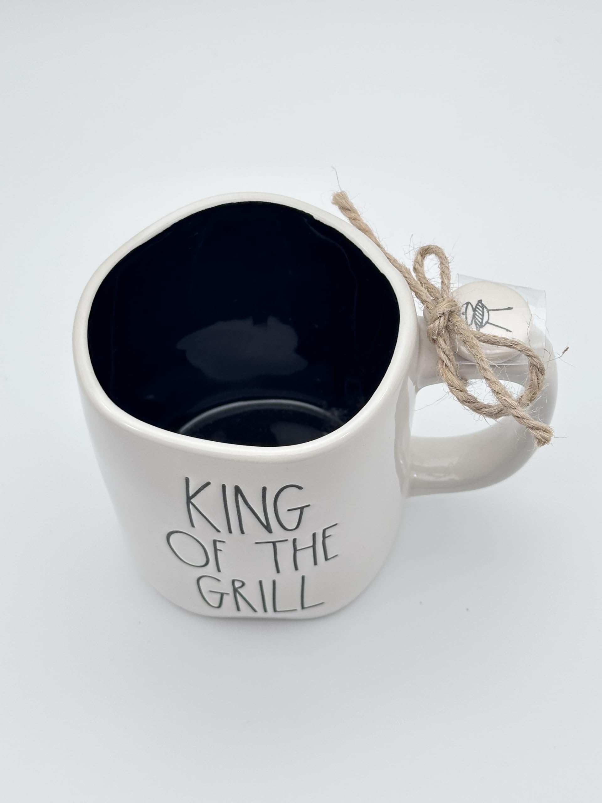 Rae Dunn KING OF THE GRILL Ceramic Coffee Mug - Dishwasher & Microwave Safe - Perfect Father's Day Gift for BBQ Lovers - Great for Camping, Outdoor Cooking & Dad's Morning Coffee