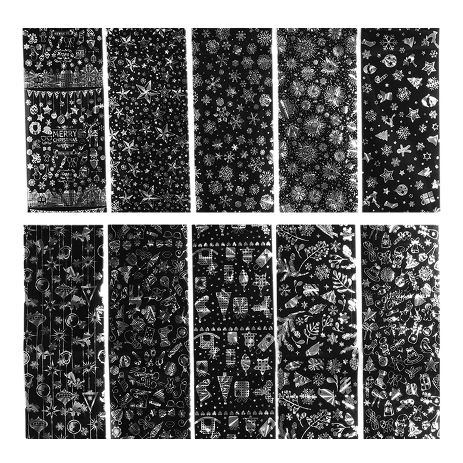 10Pcs Snowflake Nail Foil Stickers - Christmas Nail Art Transfer Stickers for Manicure, DIY Nail Design, Holiday Party & Gift Giving (UAAA Collectvoice Fingernail Spangles)