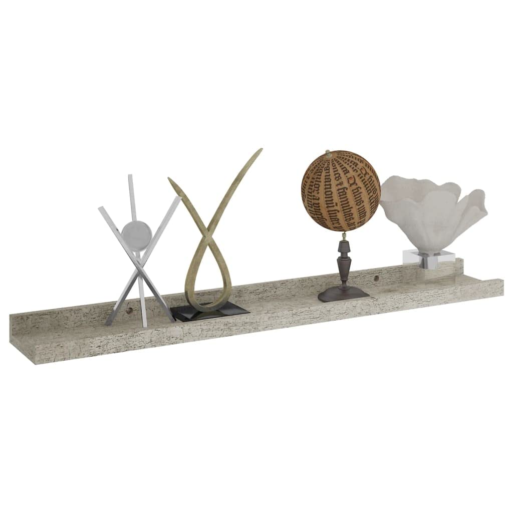 2 Pack Floating Wall Shelves - Modern Minimalist Concrete Gray Shelving (23.6