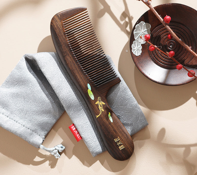 Premium Handcrafted Koi Fish Wooden Comb for Hair Care - Natural & Smooth Detangling - Perfect for Daily Styling, Gifts, and Japanese Culture Enthusiasts