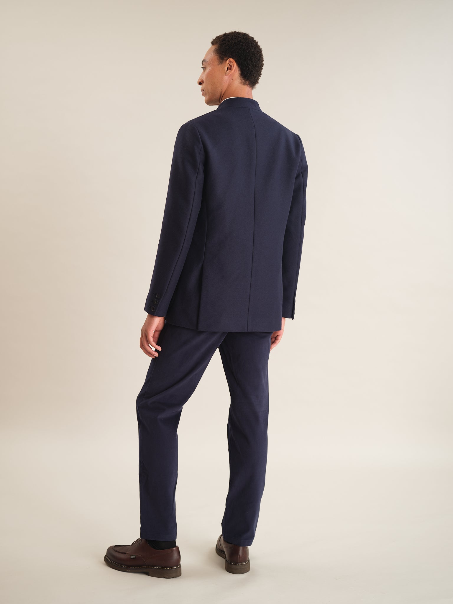 Premium Navy Blue Wool Cashmere Nehru Jacket for Men - Elegant Formal & Business Attire - Perfect for Weddings, Office Wear, and Special Occasions
