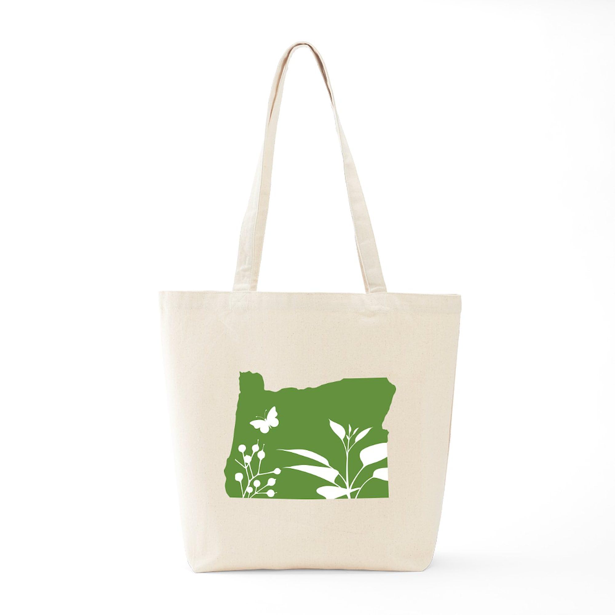Eco-Friendly Green Oregon Tote Bag - Natural Canvas Reusable Shopping Bag for Groceries, Beach & Everyday Use
