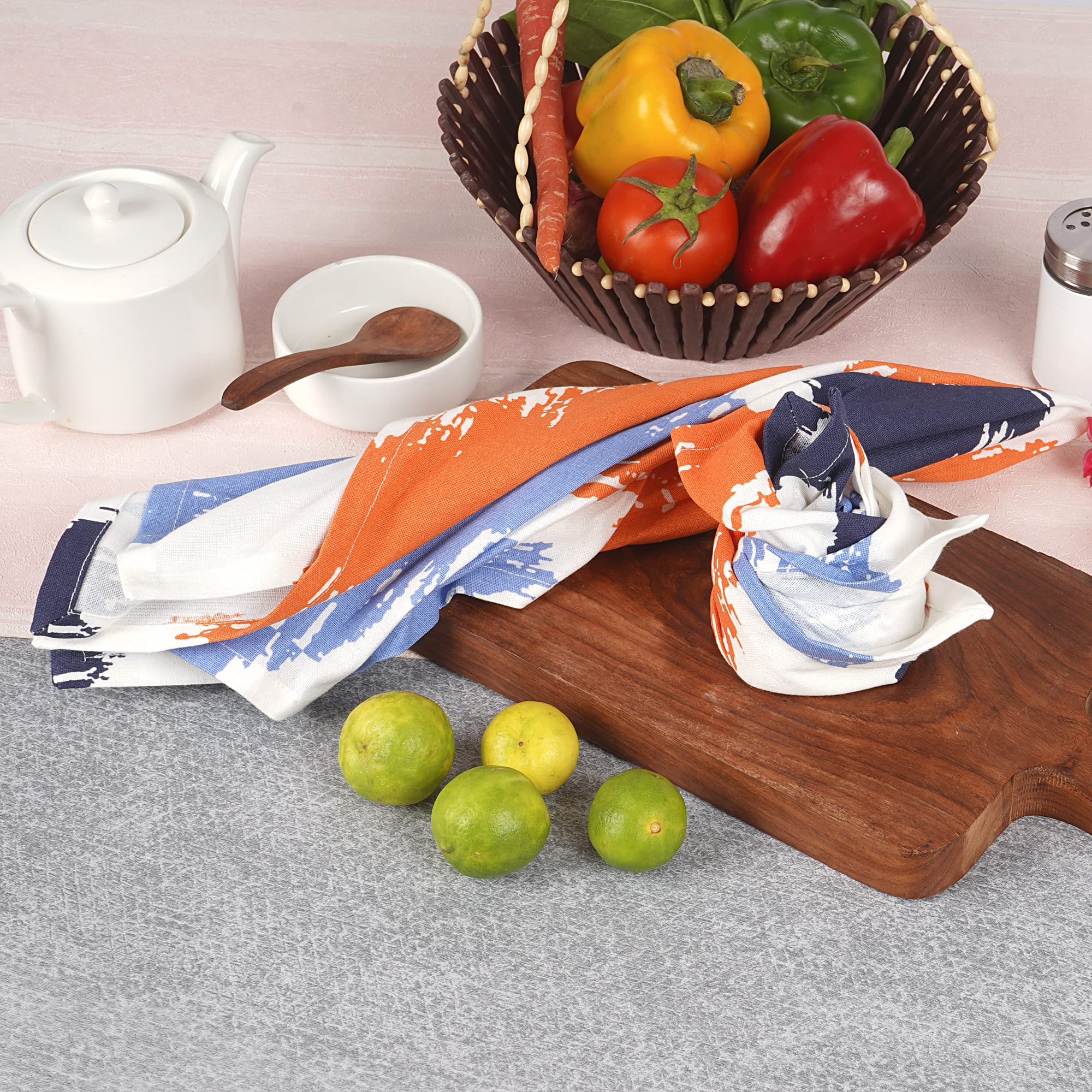 FINGERCRAFT 100% Cotton Kitchen Towels Set of 6 - Super Soft & Absorbent for Cooking & Cleaning