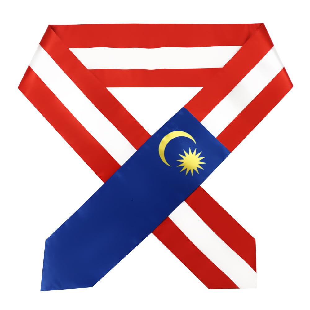 Malaysia Flag Graduation Stole - 180x13cm Double Sided Sash for International Students - Study Abroad Graduation Gift & Decoration - Perfect for University Ceremonies, Cultural Events & Photo Shoots
