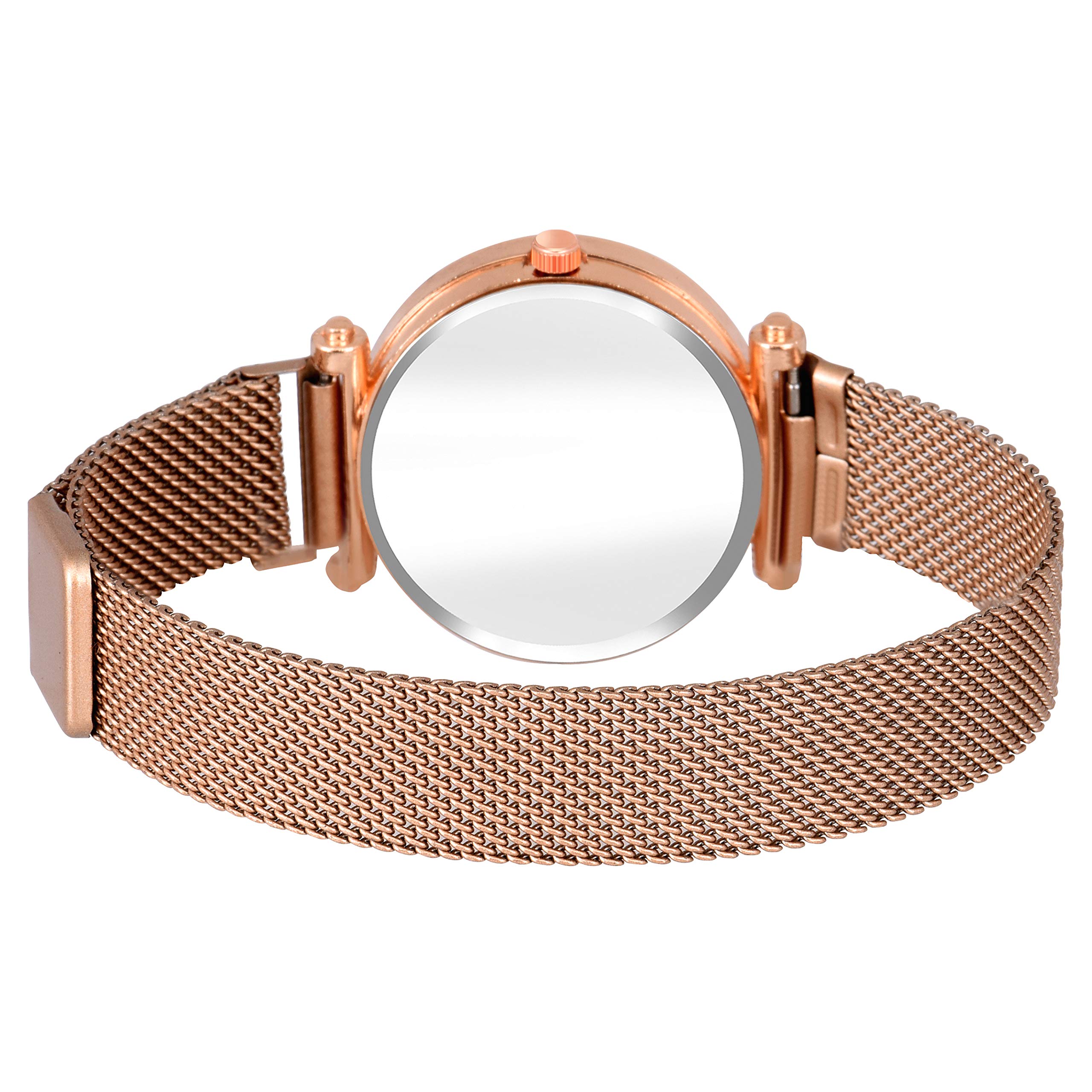 Luxury Mesh Magnet Buckle Starry Sky Quartz Watch for Women - Rose Gold Analog Ladies Watch with Mysterious Design - Perfect for Daily Wear, Office, Parties & Special Occasions