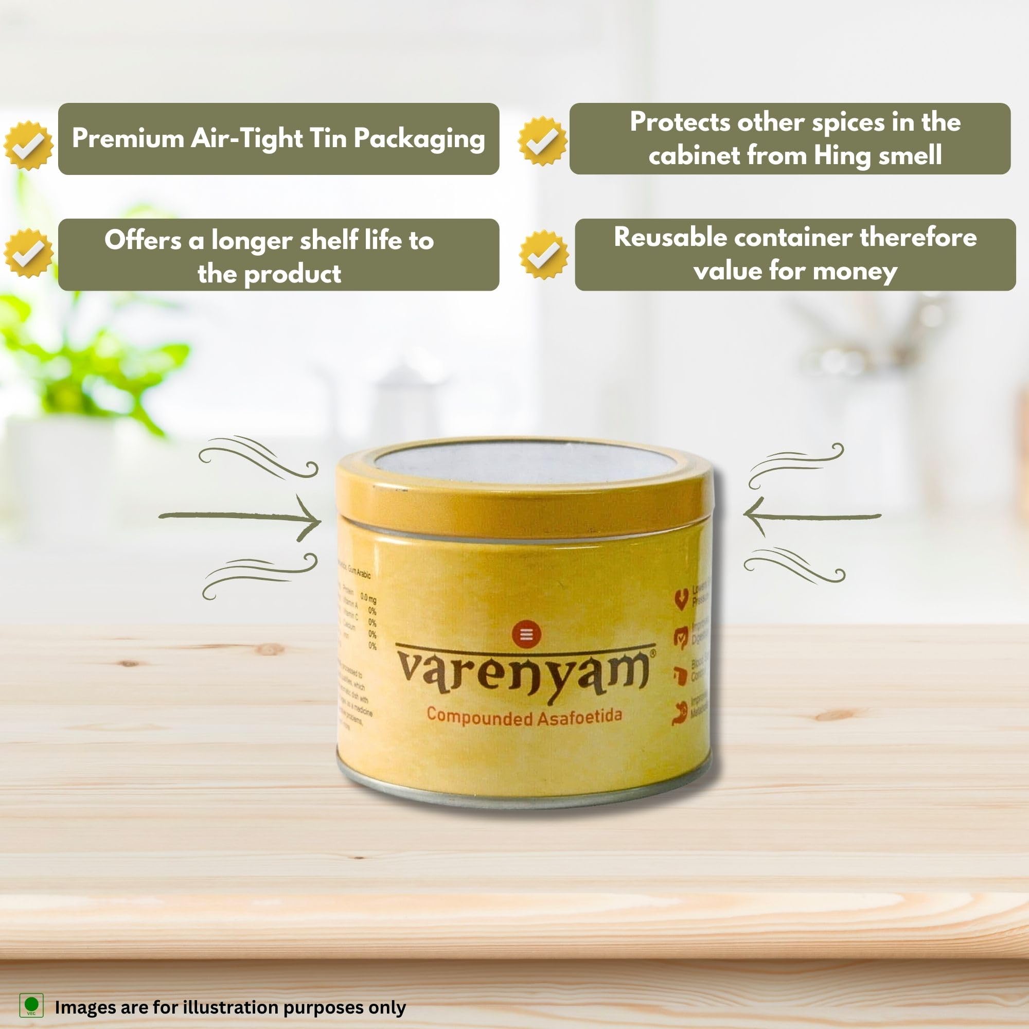 Premium Pure Asafoetida Powder (Hing) - 50g | Hand-Pounded, Strong Aroma | Kadak Heeng Tadka | Pure Compound Hing | Bandhani Hing | Healthy & Aromatic | Premium Tin Packaging | Perfect for Indian Cooking, Tadka, Dals & Curries
