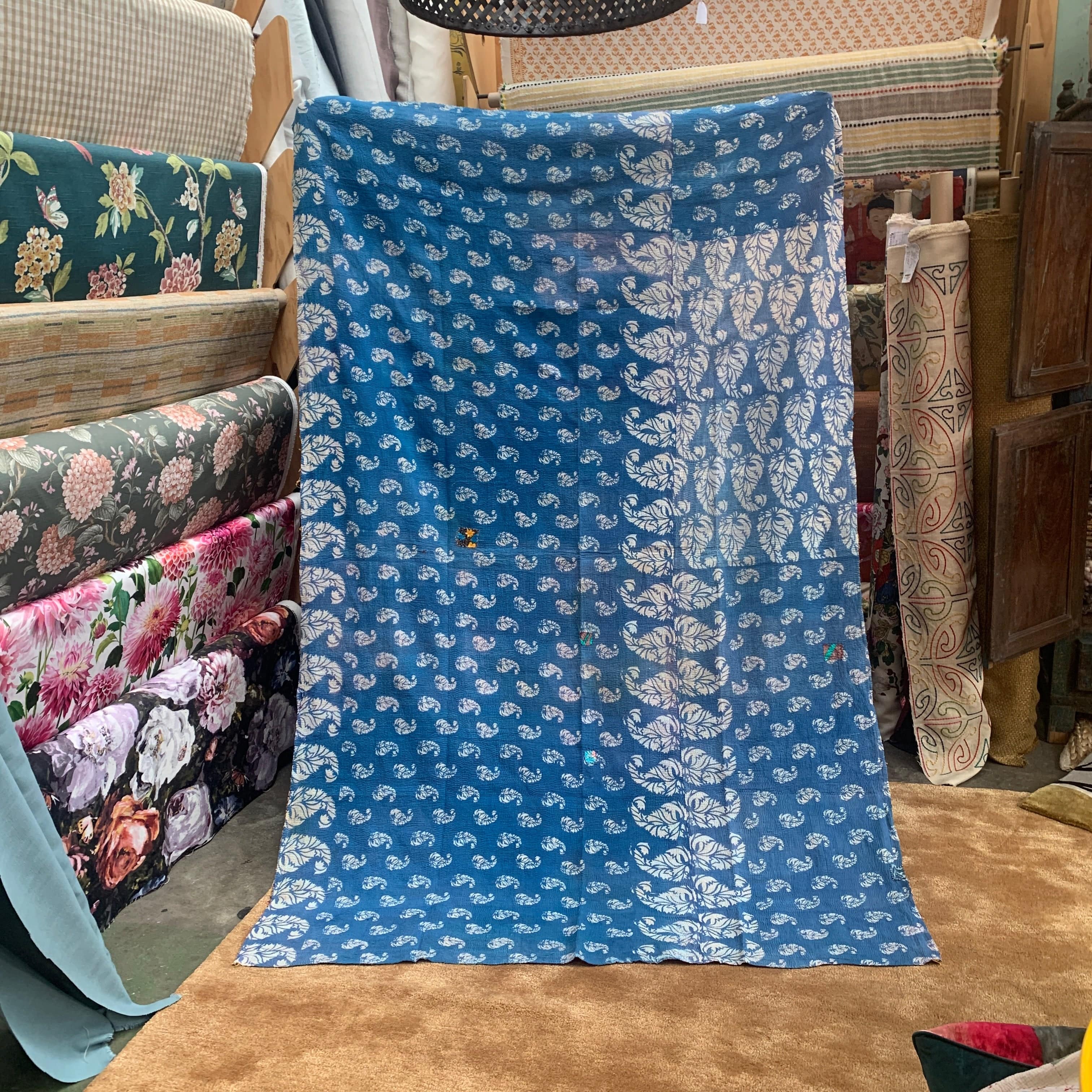 Handmade Saira Kantha Quilt - Traditional Cotton Patchwork Bedspread for Cozy Home Decor | Perfect for Bedroom, Living Room & Boho Style