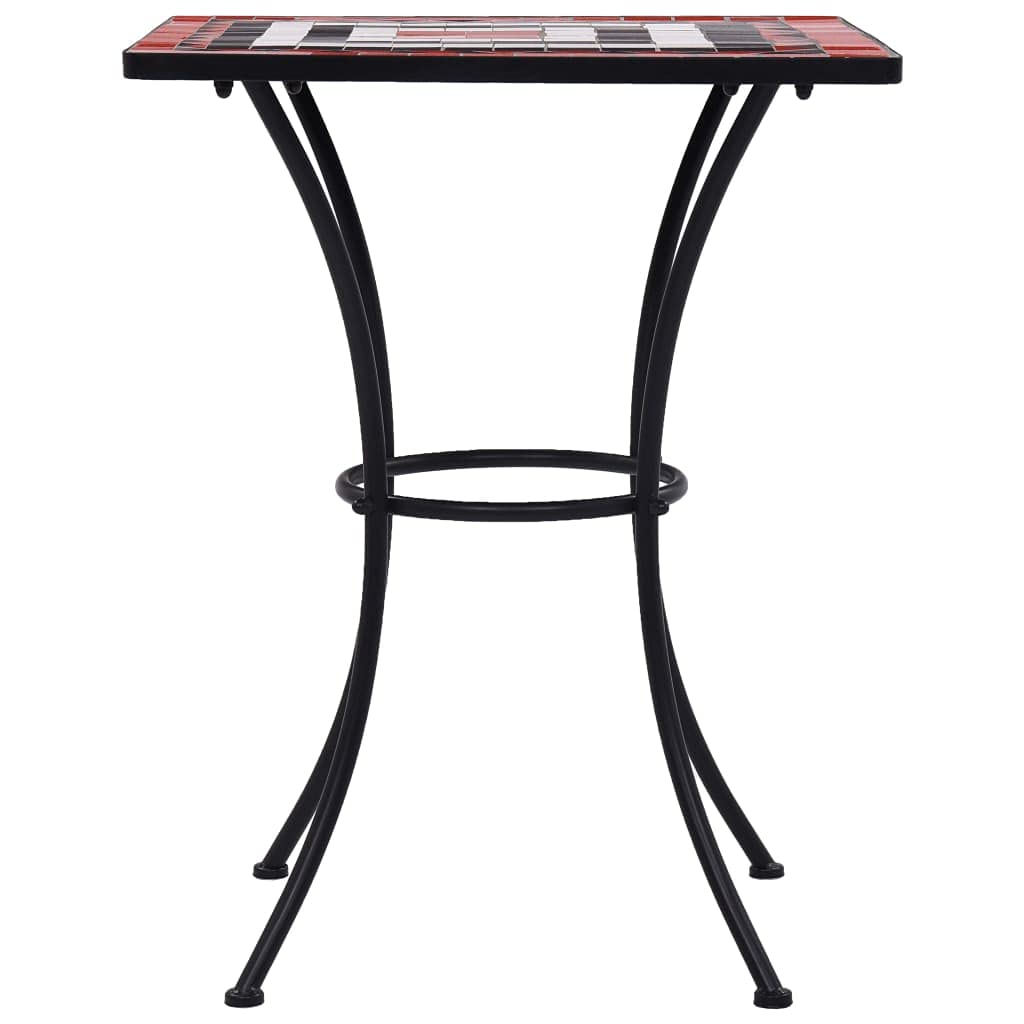 vidaXL Mosaic Outdoor Bistro Table - Terracotta & White Ceramic Tabletop with Powder-Coated Iron Frame - Weather-Resistant Patio Furniture for Balcony, Garden or Backyard - Easy to Clean & Assemble - Perfect for Outdoor Dining, Coffee Time & Relaxation
