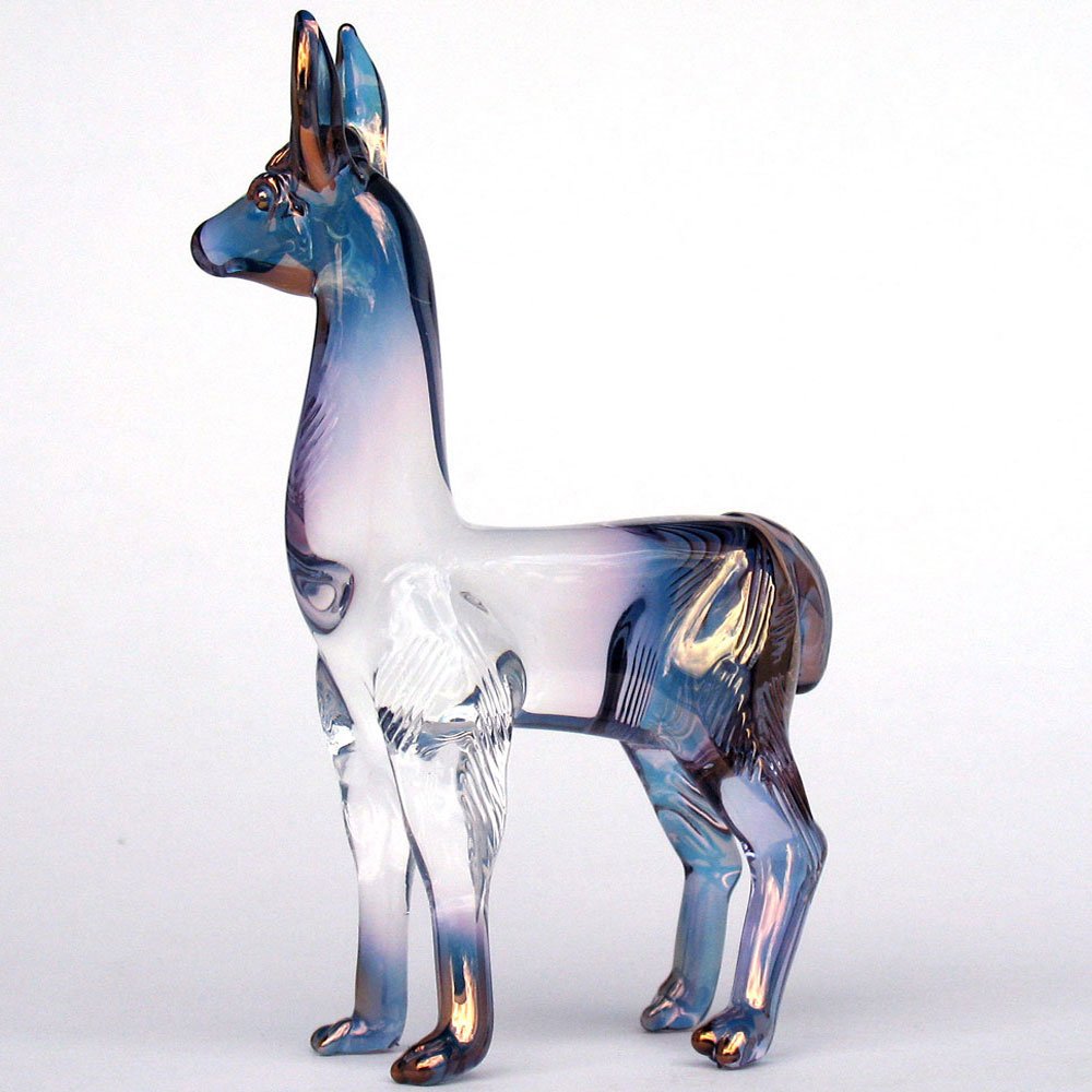 Handmade Blown Glass Llama Figurine - Unique Home Decor & Collectible Gift for Animal Lovers - Perfect for Bookshelf, Office Desk, and Living Room Display