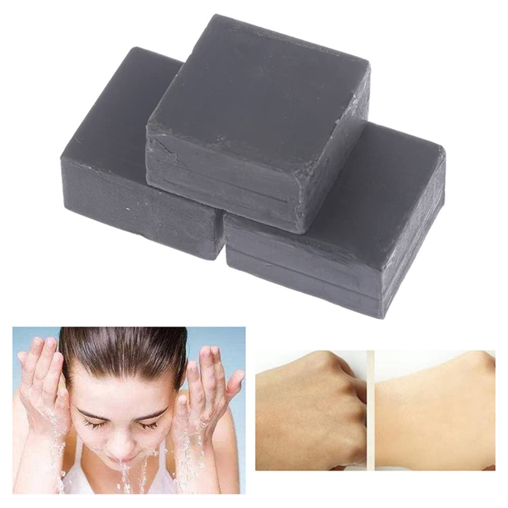 100g Handmade Bamboo Charcoal Soap - Deep Cleansing Facial Bar for Acne, Blackheads & Oil Control (3-Pack) | Natural Skin Whitening & Exfoliating | Perfect for Daily Face Wash & Men/Women Skincare Routine