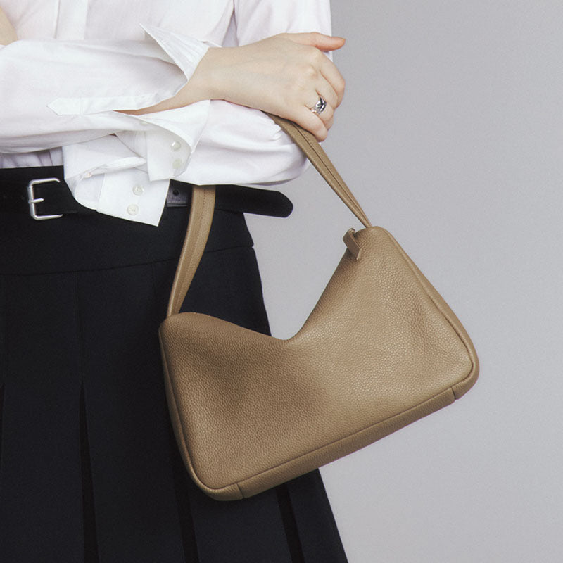 Genuine Leather French Style Shoulder Underarm Tote Bag for Women - Elegant Crossbody Purse for Work, Travel & Everyday Use