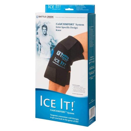 Reusable Cold Pack with Wrap - Ice It!® MaxCOMFORT™ System Knee 12x13 Inch (Fabric/Foam/Vinyl/Gel) - Perfect for Knee Pain Relief, Sports Injuries & Post-Surgery Recovery