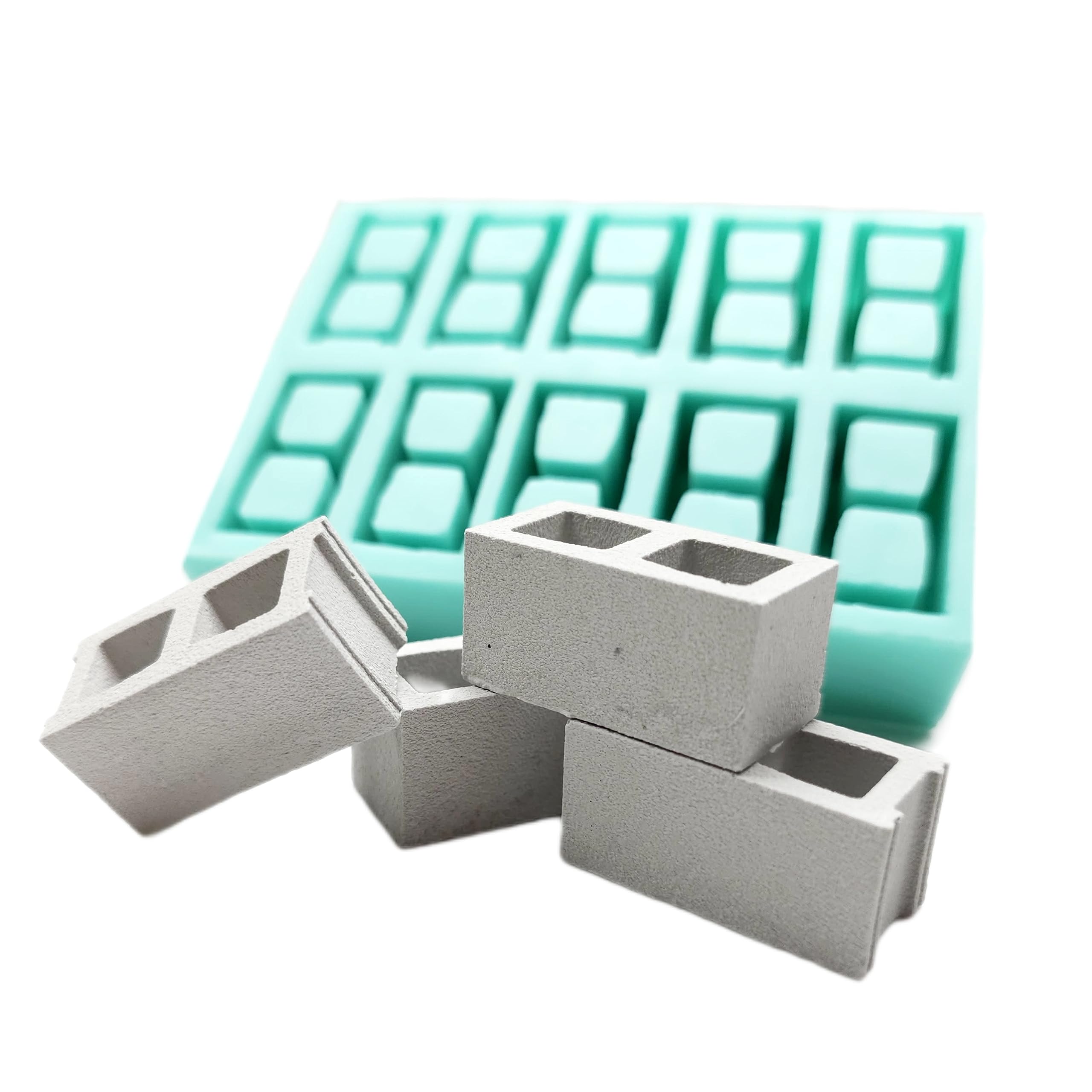 1:12 Scale Miniature Cinder Blocks Silicone Mold - 10 Cavities Realistic Texture for DIY Dollhouse, Model Building & Craft Projects