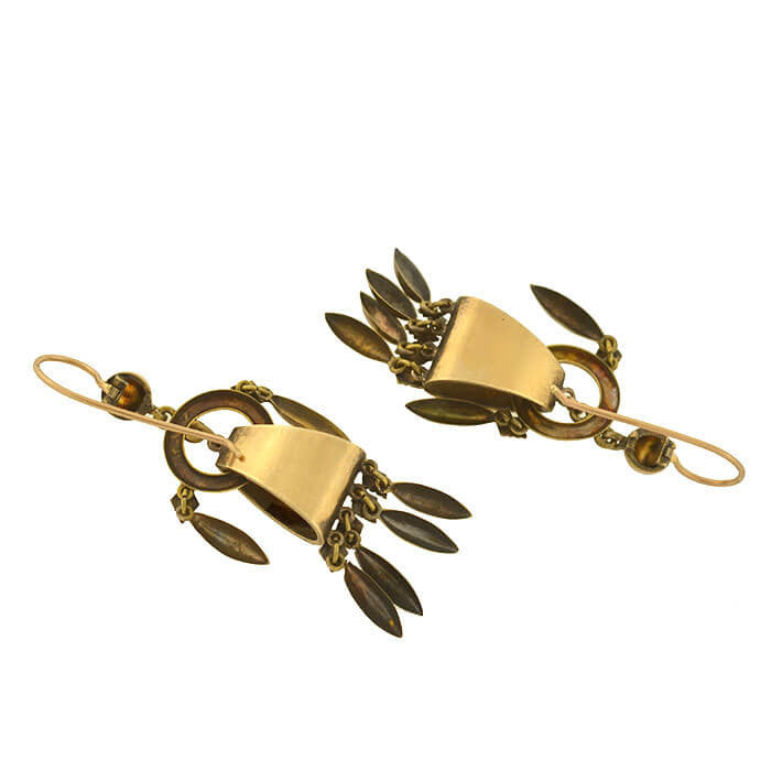 Victorian Style 14kt Gold Fringe Earrings with Intricate Tracery Design - Elegant Vintage Jewelry for Parties, Weddings & Special Occasions