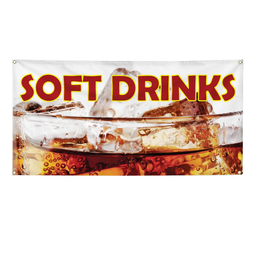 Durable 48x96 Inches Vinyl Banner with 8 Grommets - Weatherproof Outdoor Advertising Sign for Restaurants, Food & Beverage Promotion - Ideal for Yard Signs, Industrial Use & Soft Drink Marketing (Brown)