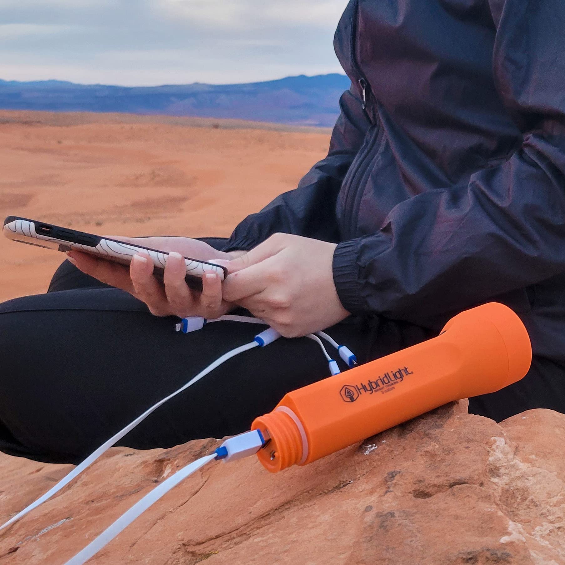 Journey Seeker 300 Solar-Powered LED Flashlight with USB Charger - Waterproof, Orange - Perfect for Camping, Hiking & Emergency Preparedness