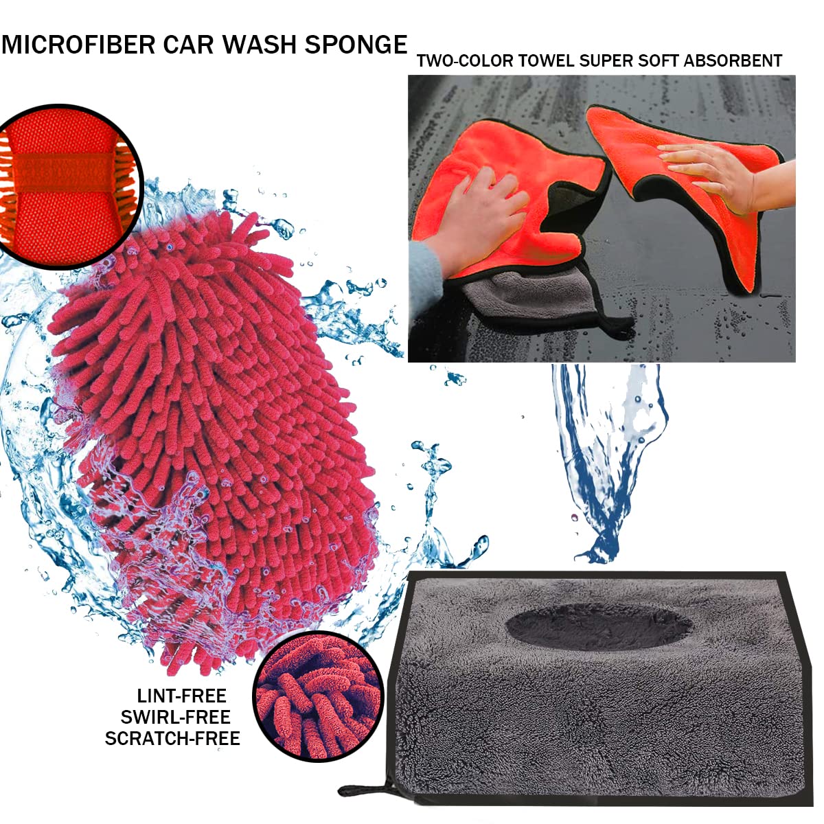 Premium Car Wash Kit with Long Handle Brush & Microfiber Towels - Complete Car Cleaning Tools Set for Exterior & Interior Detailing - Ideal for Home Car Washing, Auto Detailing & Vehicle Maintenance