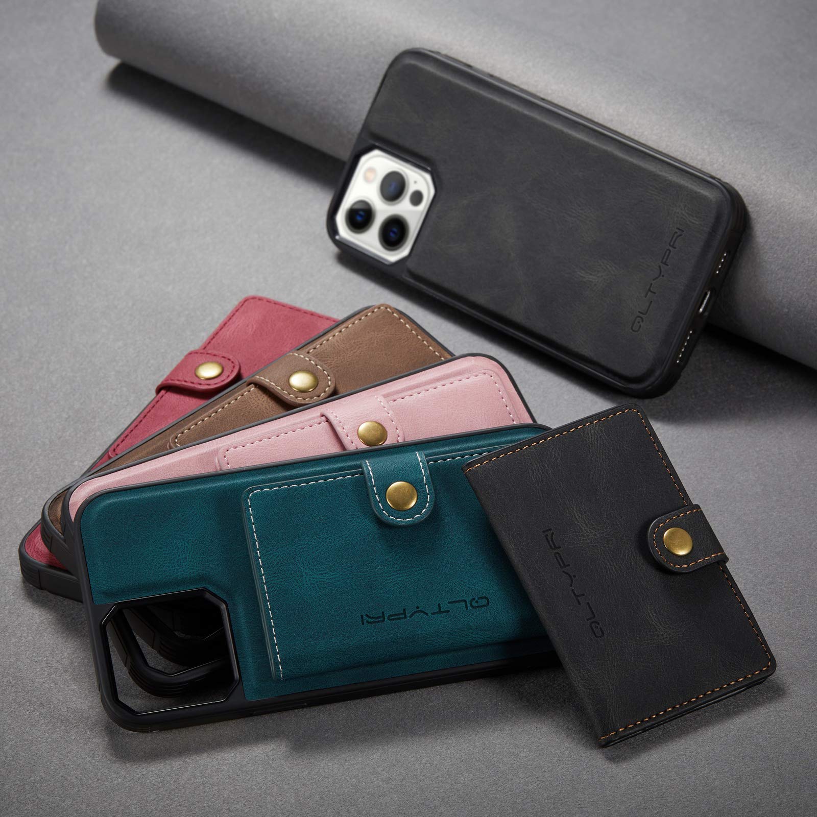 Premium PU Leather Wallet Case for iPhone 12 Pro Max with Magnetic Detachable Card Slot, Kickstand & Shockproof Protection - Brown | Perfect for Credit Card Storage, Hands-Free Viewing & Car Mount Use