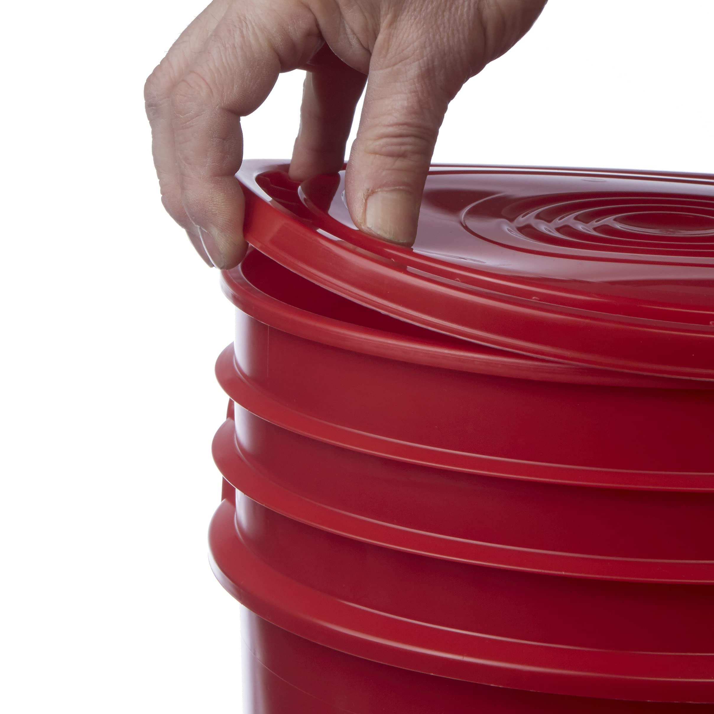 Hudson Exchange 5LHV-red Reusable Bucket Lid - Easy Peel Design Fits 3.5, 5, 6 & 7 Gallon Buckets - HPDE Plastic - Red - Perfect for Food Storage, Paint Mixing & Home Organization