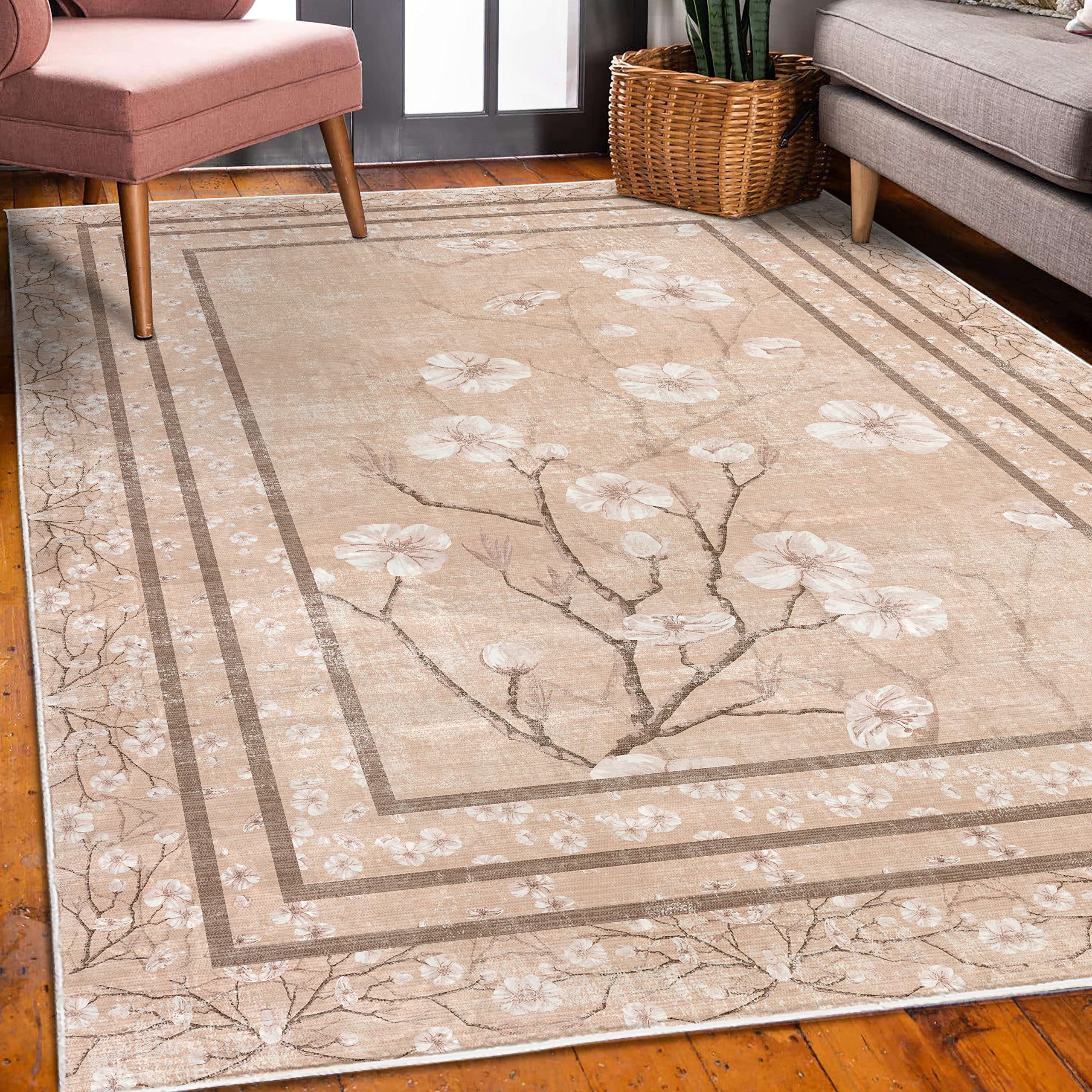 Ambesonne Floral Area Rug - 4'x5'5