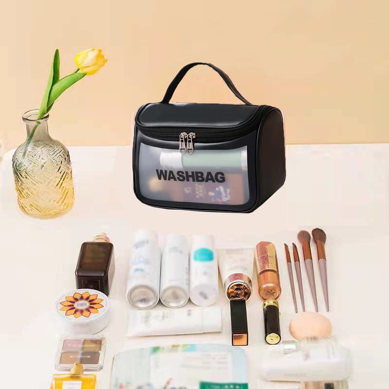 Trendy Multi Functional Large Cosmetic Bag with Hook - Travel Makeup Organizer & Storage Pouch for Women | Perfect for Travel, Gym, Home & Daily Use (Black)