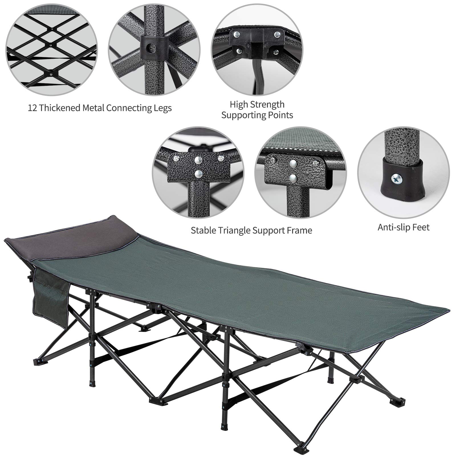 Heavy Duty Folding Camping Cot for Adults - 79