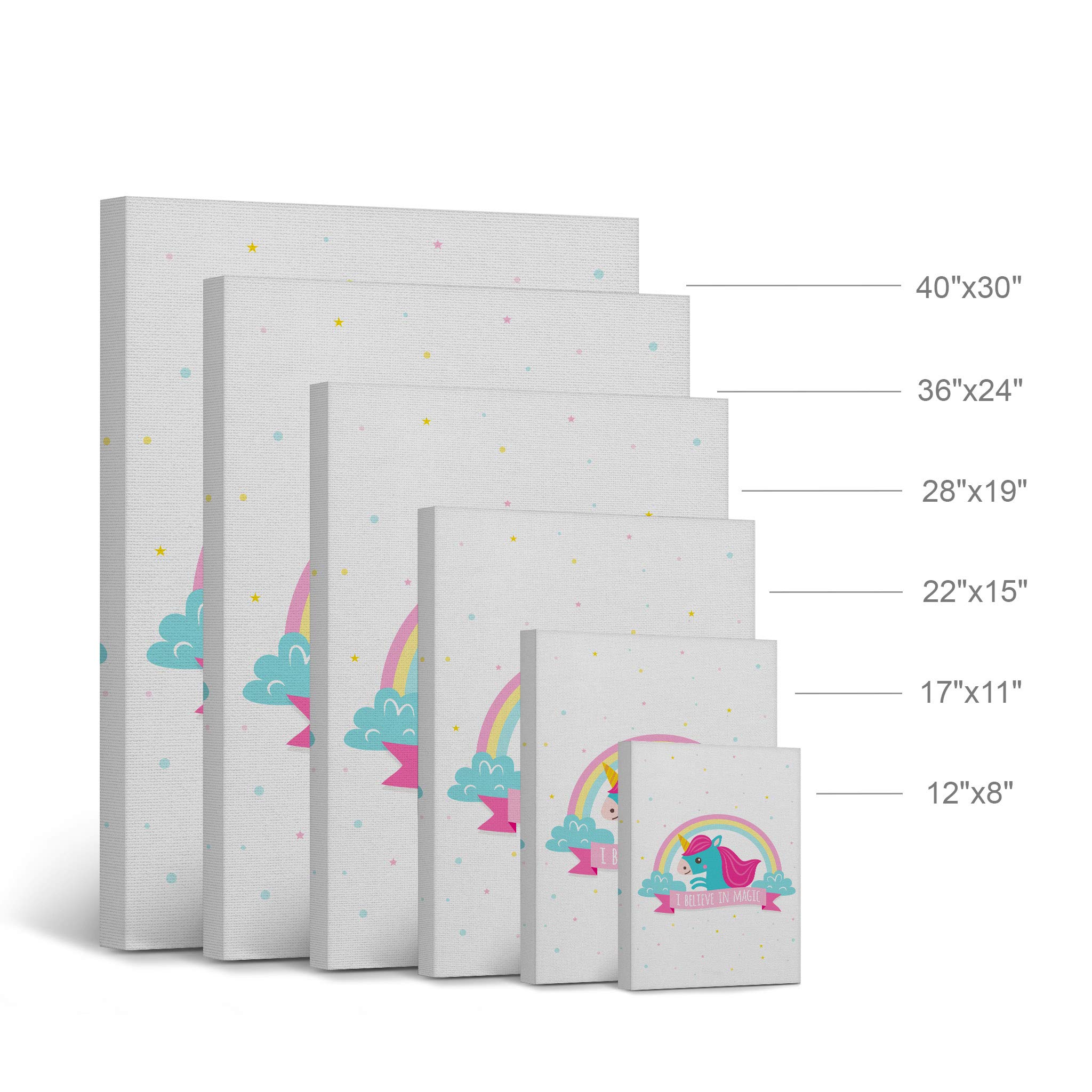 I Believe in Magic Unicorn Quote Canvas Print - Ready to Hang Wall Art for Kids Room, Nursery & Baby Room Decor - Made in USA (28x19 Inches) - Perfect for Birthday Gifts, Unicorn Themed Parties & Fantasy Bedroom Design